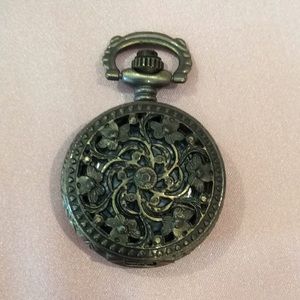 Antique looking brass floral pocket watch